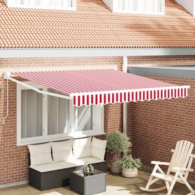 Kézi Behúzható Napellenző Piros és Fehér Csík 350x250 cm