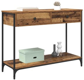 vidaXL Konzolasztal fiókkal Öreg fa 100 x 34,5 x 75 cm Faanyag