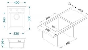 ALVEUS 1139079 - Mosogató ATROX 50x40 cm gránit/fehér