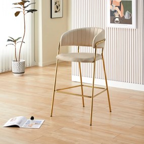Design bárszék, bézs Velvet szövet/gold króm arany, DASMIN NEW TYP 2