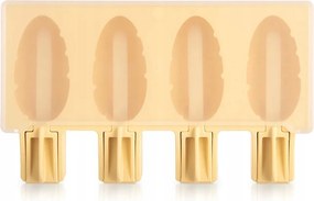 Szilikon Fagylaltforma Pálcikán, Fedővel, Sárga 4 Db