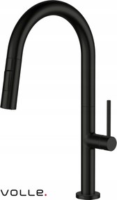 Konyhai csaptelep álló, szálcsiszolt kifolyócsővel, fekete Bravo, Volle