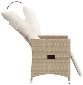 3 részes bézs polyrattan bisztrógarnitúra párnával