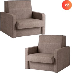 2 db-os szett, egyszemélyes ágyazható fotel bézs színben MILAN 1
