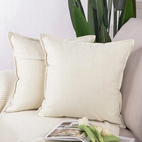 Madizz bézs színű, 60x60 cm-es, lenvászon párnahuzat szett, 2 darab