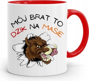 Piros Bögre Ajándék Vaddisznó Testvérnek, fényképes nyomattal