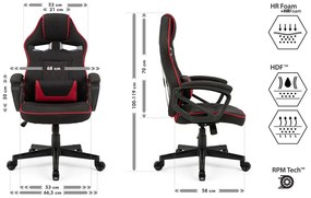 Gamer szék SENSE7 Knight, fekete és piros