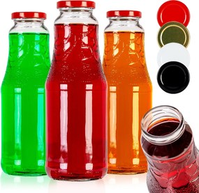 5x 1000ml-ES Gyümölcslé Palack Gyümölcslé Kupakkal Tinktúra Gyümölcslé Palack Ajándék