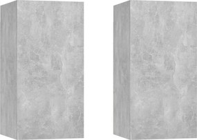 vidaXL | Tárolós fali TV szekrény | 2 pcs Beton szürke 30.5 x 30 x 60 cm