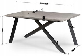 Összecsukható asztal Hamilton 160-200 cm szürke beton