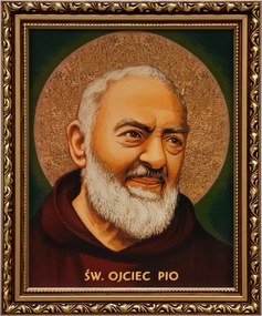 Vászonkép 29x24 Szent Pio Atya Arany Díszített Keret