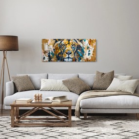 Kép - Absztrakt olajfestmény oroszlánnal (120x50 cm)