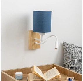 Brilagi - LED Fali lámpa NUBILA WOOD 1xE27/25W/230V+ LED/3W tölgy/sötét kék