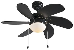 Mennyezeti ventilátor fekete fa mintával 80 cm húzókapcsolóval - Fresh