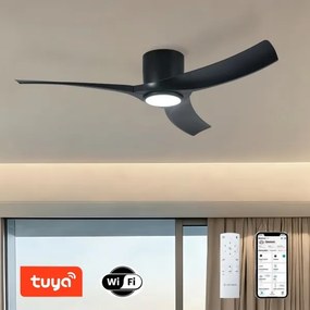 ZEVENTI - ORBITO LED mennyezeti ventilátor LED/24W/230V Wi-Fi Tuya fekete + távirányító