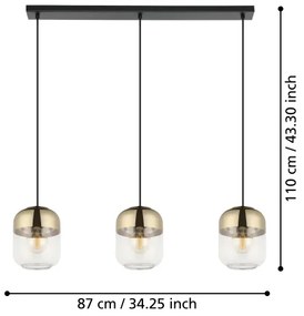 Eglo 900551 - Csillár zsinóron MARYVILLA 3xE27/40W/230V