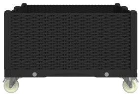 vidaXL fekete polipropilén rácsos kerekes ültetőláda 100 x 80 x 54 cm