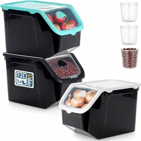 3x Zöldség Tartály Gyümölcs hagyma burgonya fokhagyma eledel por nagy XL