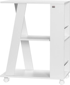HOMCOM Fa Konyhai Kocsi 2 Nyitott Polccal, Zárható Kerekekkel, 60x38x77cm, Fehér | Aosom