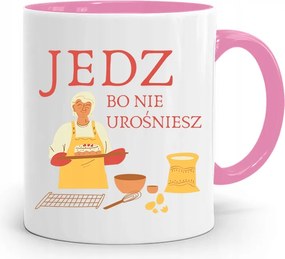 Rózsaszín Bögre Nagymamáknak Egyél, Mert Nem Fogsz Megnőni fényképes nyomattal