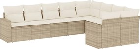 vidaXL 9 részes bézs polyrattan kerti ülőgarnitúra párnákkal