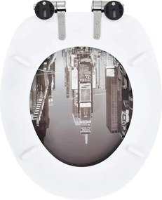 2 db New York mintás MDF WC-ülőke lassan csukódó fedéllel