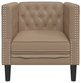 kávészínű műbőr Chesterfield kanapéfotel