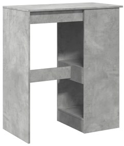 betonszürke szerelt fa bárasztal tárolókkal 90x47,5x103,5 cm