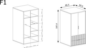 Aldabra Fonti F-1 gardróbszekrény, karamell tölgy