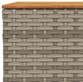szürke polyrattan és akácfa kerti asztal 55 x 55 x 36 cm