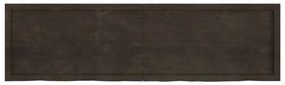 sötétbarna kezelt tömör tölgyfa fali polc 180 x 50 x (2-6) cm
