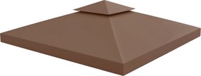 Outsunny Pavilon Csere Tető 3x3m Esővédő Pavilon Tető Fém Pavilonhoz, Csere Tető Kerti Pavilonhoz, Party Sátor, Kerti Sátra Polyester Kávé színben | A