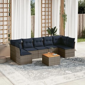 8 részes szürke polyrattan kerti ülőgarnitúra párnával