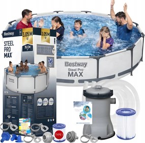 Kerti Állványos Medence Flörtölő Szivattyúval Bestway 305x76 Kerek Szett