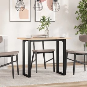tömör fenyőfa és öntöttvas étkezőasztal O-vázzal 100x50x75,5 cm