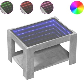 vidaXL betonszürke szerelt fa dohányzóasztal LED-del 73 x 53 x 45 cm