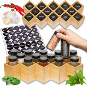 Fűszertartó Bambusz Fűszertartó 14 Befőttesüveg 48 Konyhai Címke