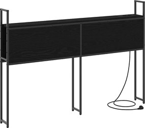 vidaXL Tárolós Fejtámla Töltő Állomással Musta tammi 123 x 15 x 98 cm