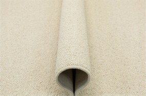 Gyapjú Szőnyeg Hálószobába Krémszínű Vastag Szövésű Nelson Filc 200x400 cm