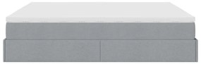 Ottomán ágykeret matracokkal Világosszürke 200x200cm szövet