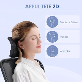 Vinsetto Irodai Szék, Állítható Fejtámasz és Karfa, Dönthető Ergonomikus Háttámla, Magasságban Állítható Ülés, Forgatható, Lélegző Háló Anyag, Fekete