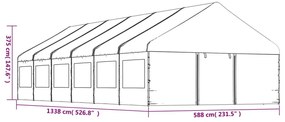 fehér polietilén pavilon tetővel 13,38 x 5,88 x 3,75 m