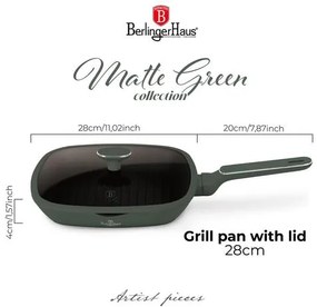 BerlingerHaus Grill serpenyő fedővel (28 cm) Matte Green Collection BH/8162