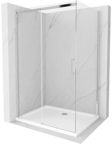 Mexen Omega tolóajtós zuhanykabin 100 x 80 cm, átlátszó, króm + Flat zuhanytálca - 825-100-080-01-00-4010