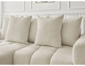 Bézs buklé kinyitható-tárolóhelyes sarokkanapé (bal oldali-heverő résszel) Roxelane – Bobochic Paris