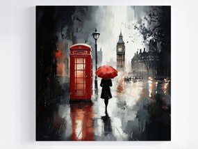 Poszter Város London Séta Eső Nő Esernyő 40x40
