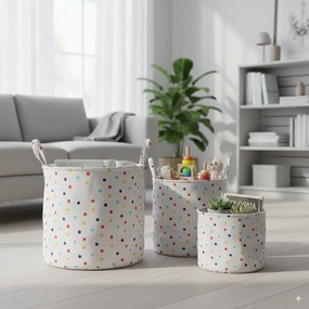 Pöttyös tároló kosár 25 x 30 cm - s méret