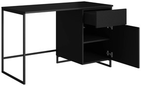 Asha íróasztal, fiókkal - 120 cm - matt fekete / fekete keret