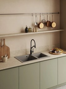 Laveo Colina, magas mosogatócsaptelep U-alakú kifolyóval, matt fekete, LAV-BCO_B78D