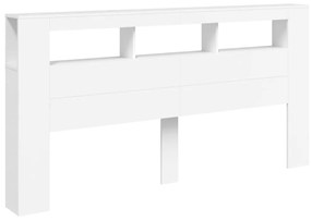 fehér szerelt fa LED-es fejtámla 200 x 18,5 x 103,5 cm